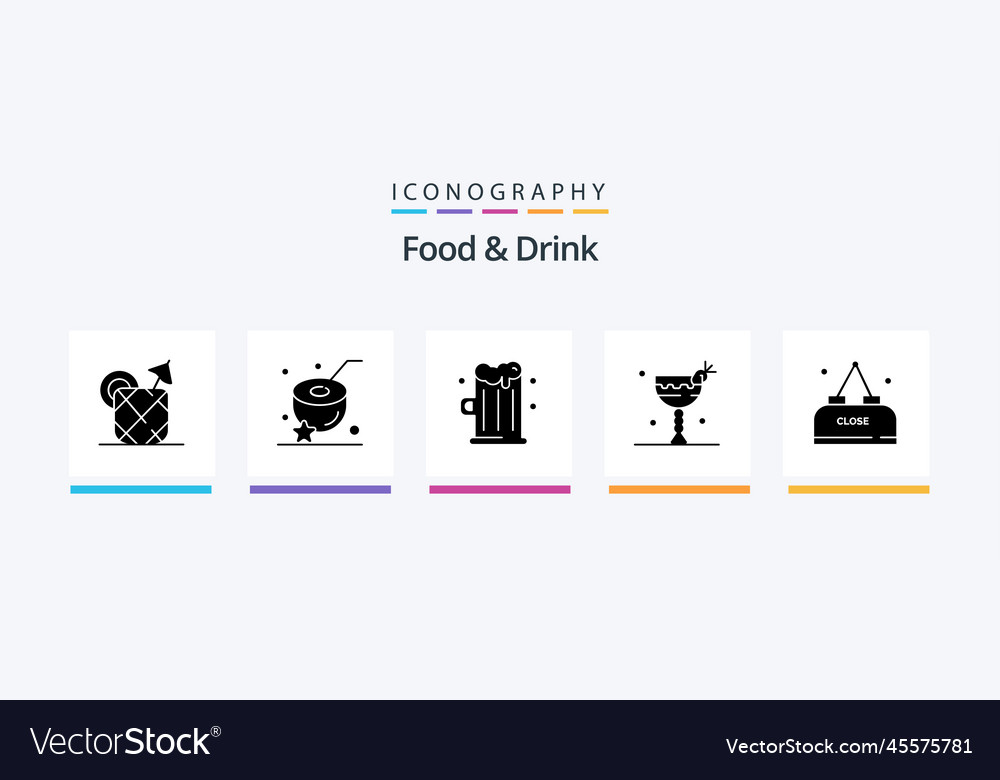 Food and drink glyph 5 icon pack including eat