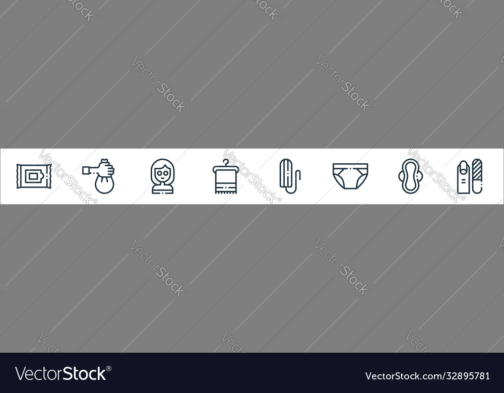 Hygiene routine line icons linear set quality vector image Hygiene routine line icons linear set quality