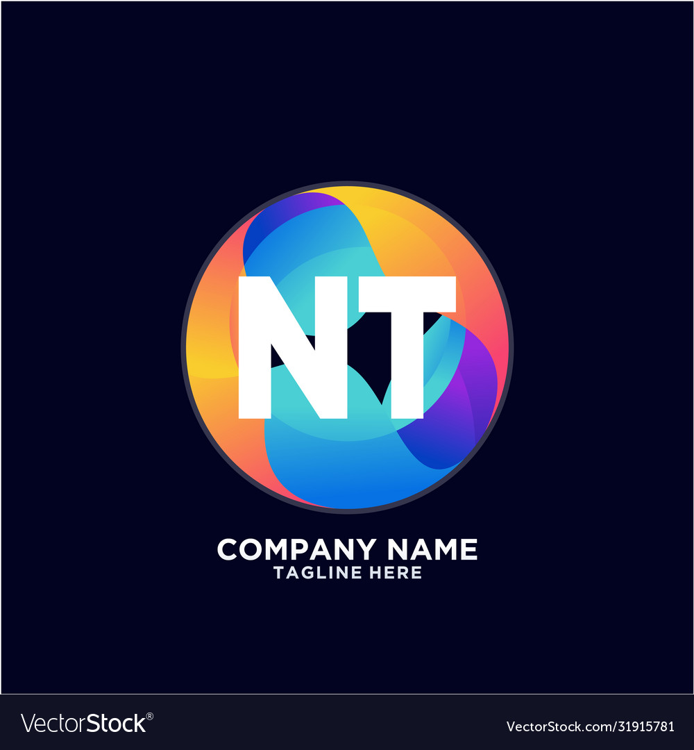 Nt initial logo with colorful circle template