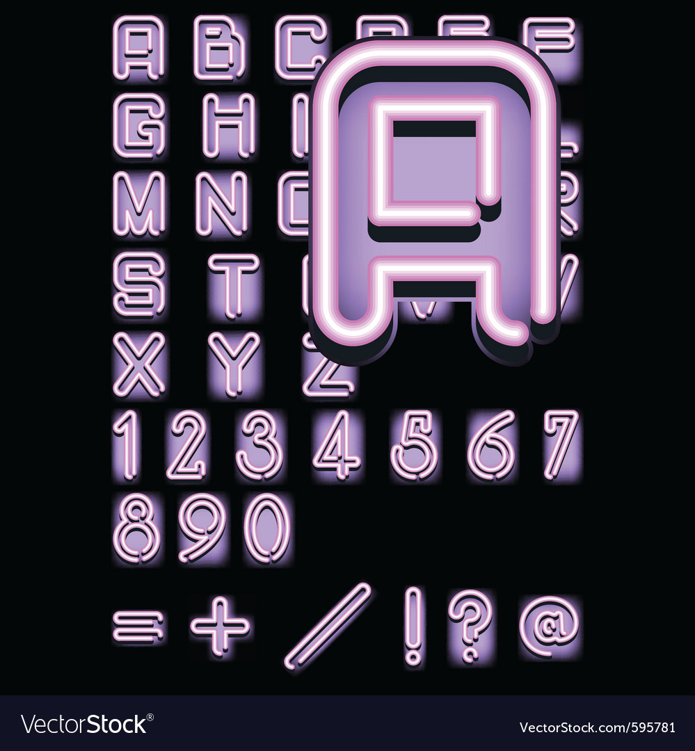 Pink neon alphabet