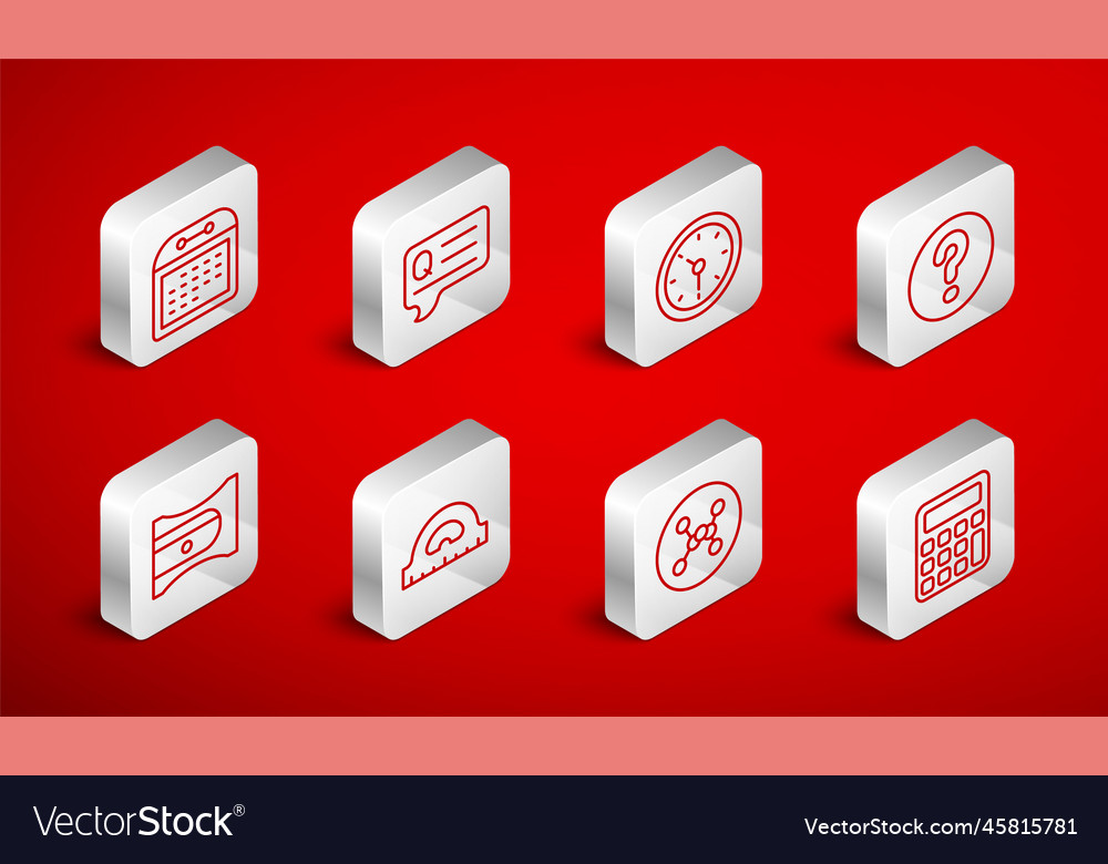 Set line calculator speech bubbles with question vector image Set line calculator speech bubbles with question