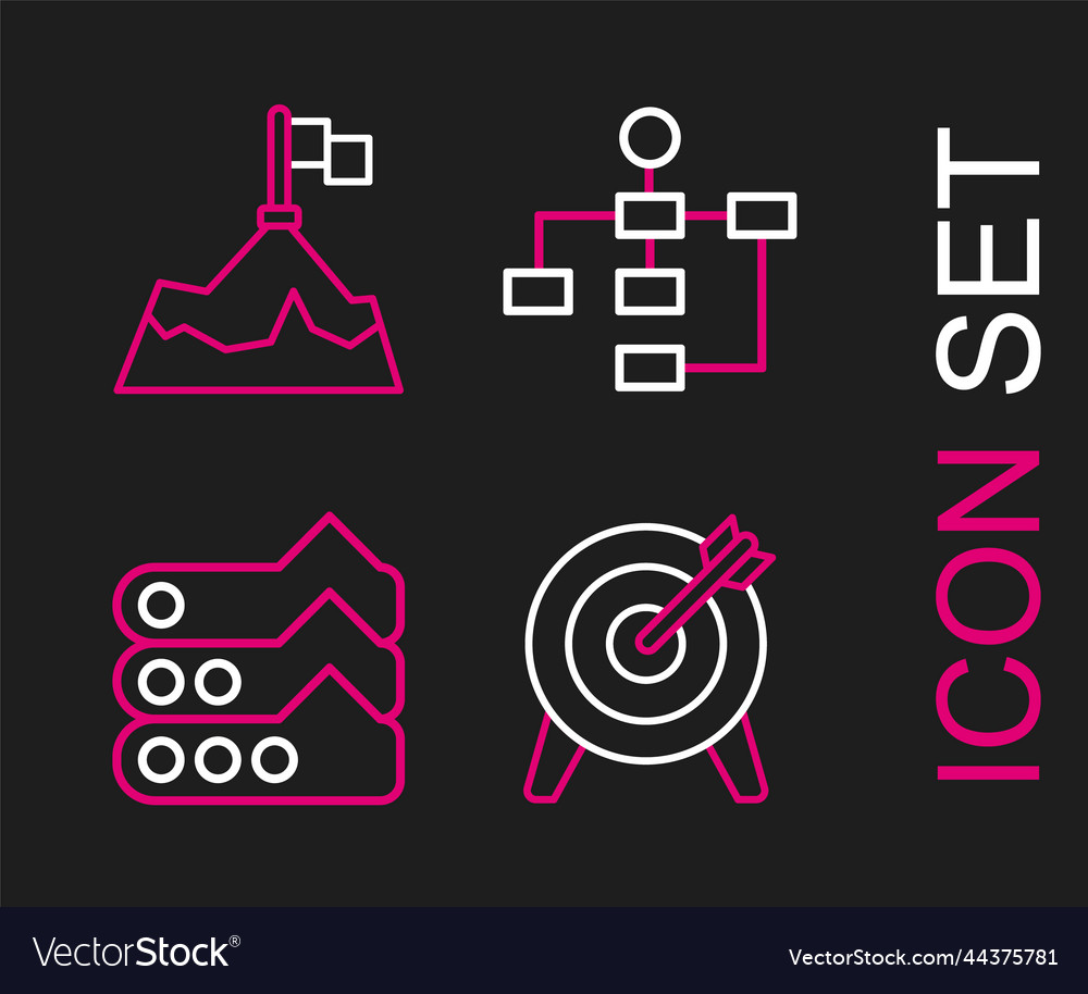 Set line target graph chart diagram hierarchy vector image Set line target graph chart diagram hierarchy