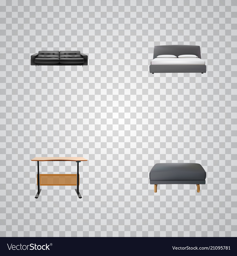 Set of design realistic symbols with desk double vector image Set of design realistic symbols with desk double