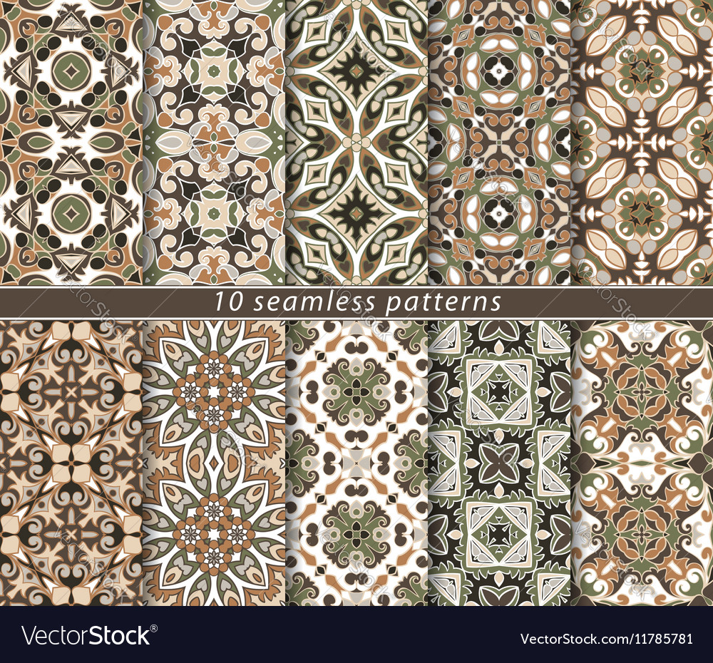 Set of ten seamless abstract patterns