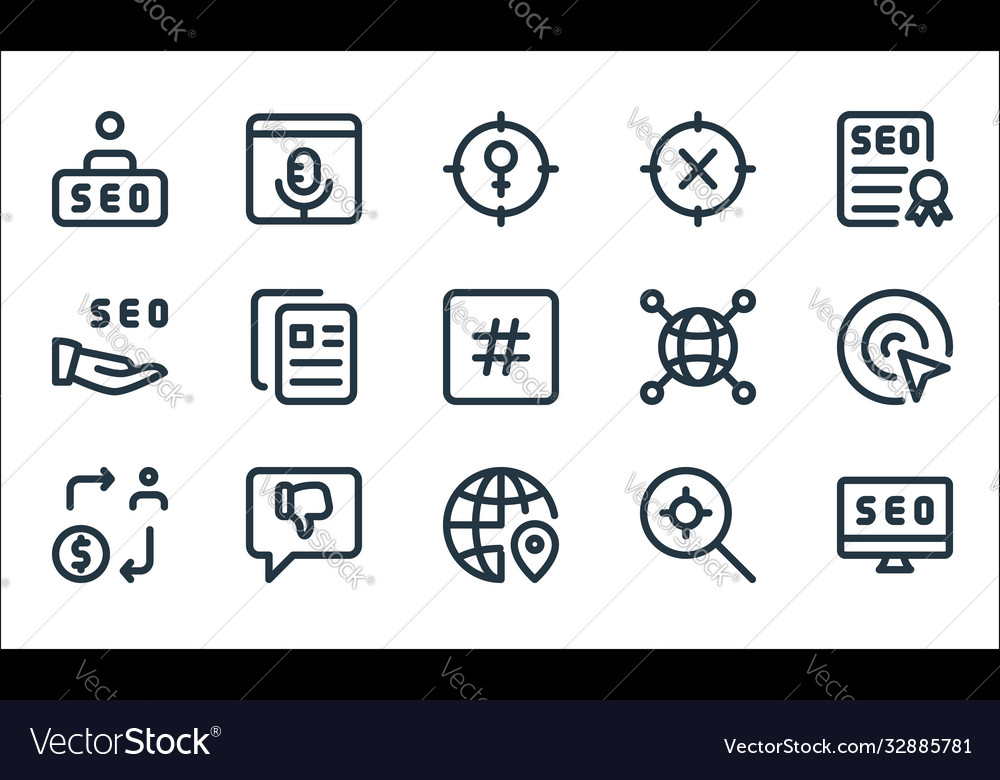 Web apps seo line icons lineare set Qualität