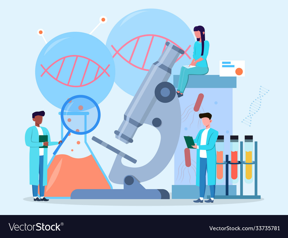 Young scientists are studying covid-19 virus Vector Image