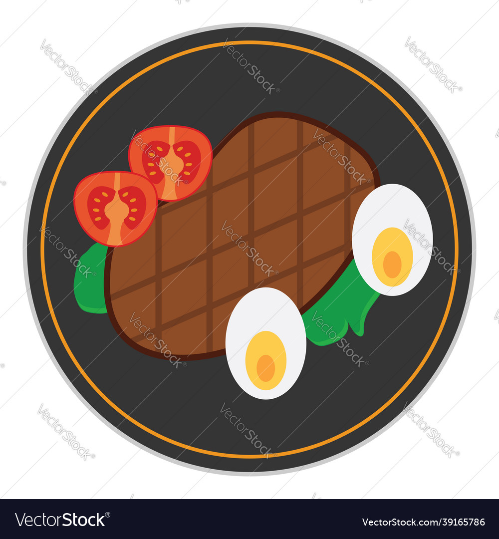 Chicken steak in plate on white background