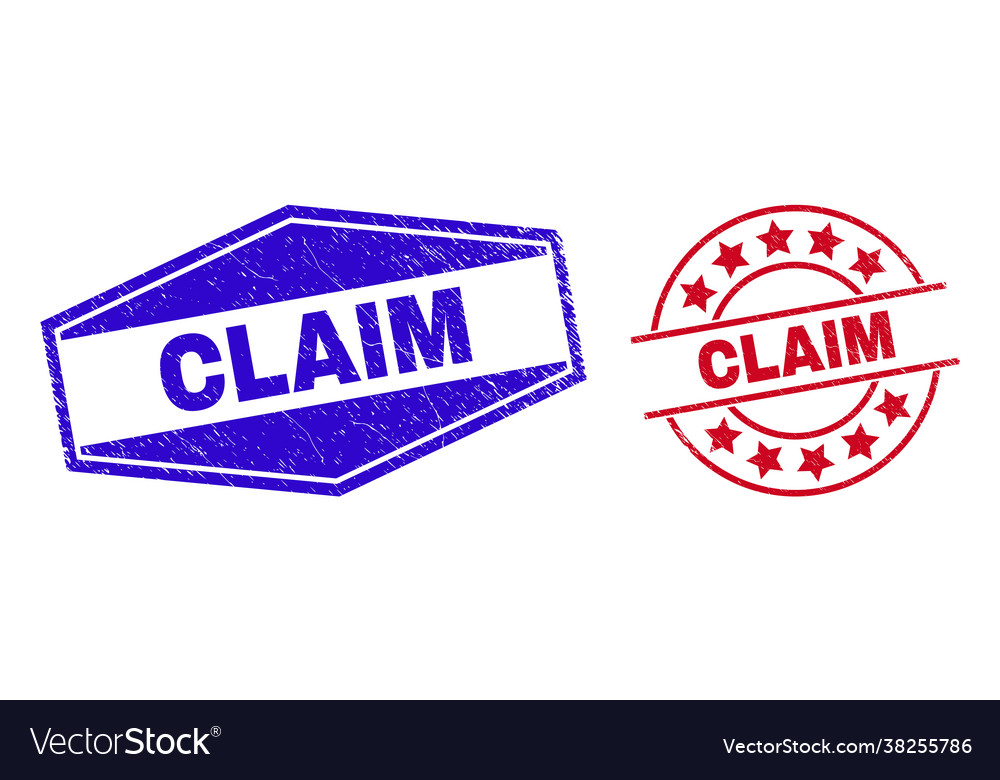 Claim scratched watermarks in circle and hexagonal vector image Claim scratched watermarks in circle and hexagonal