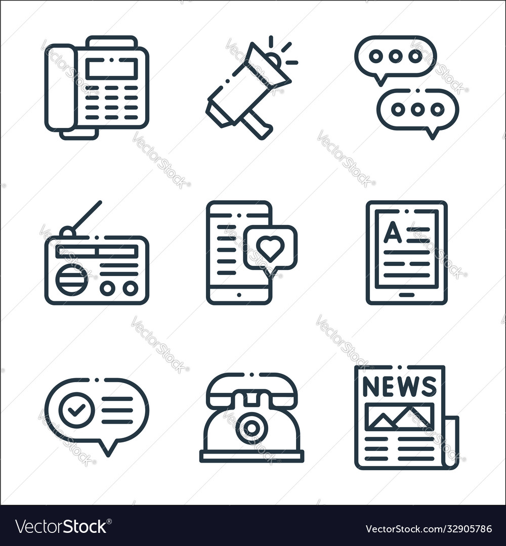 Communication line icons linear set quality Vector Image Communication line icons linear set quality