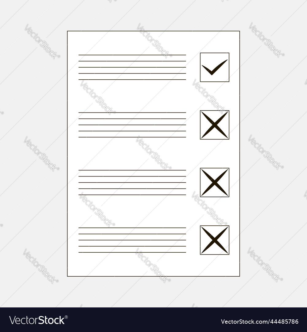 Completed ballot or form for voting testing Vector Image Completed ballot or form for voting testing