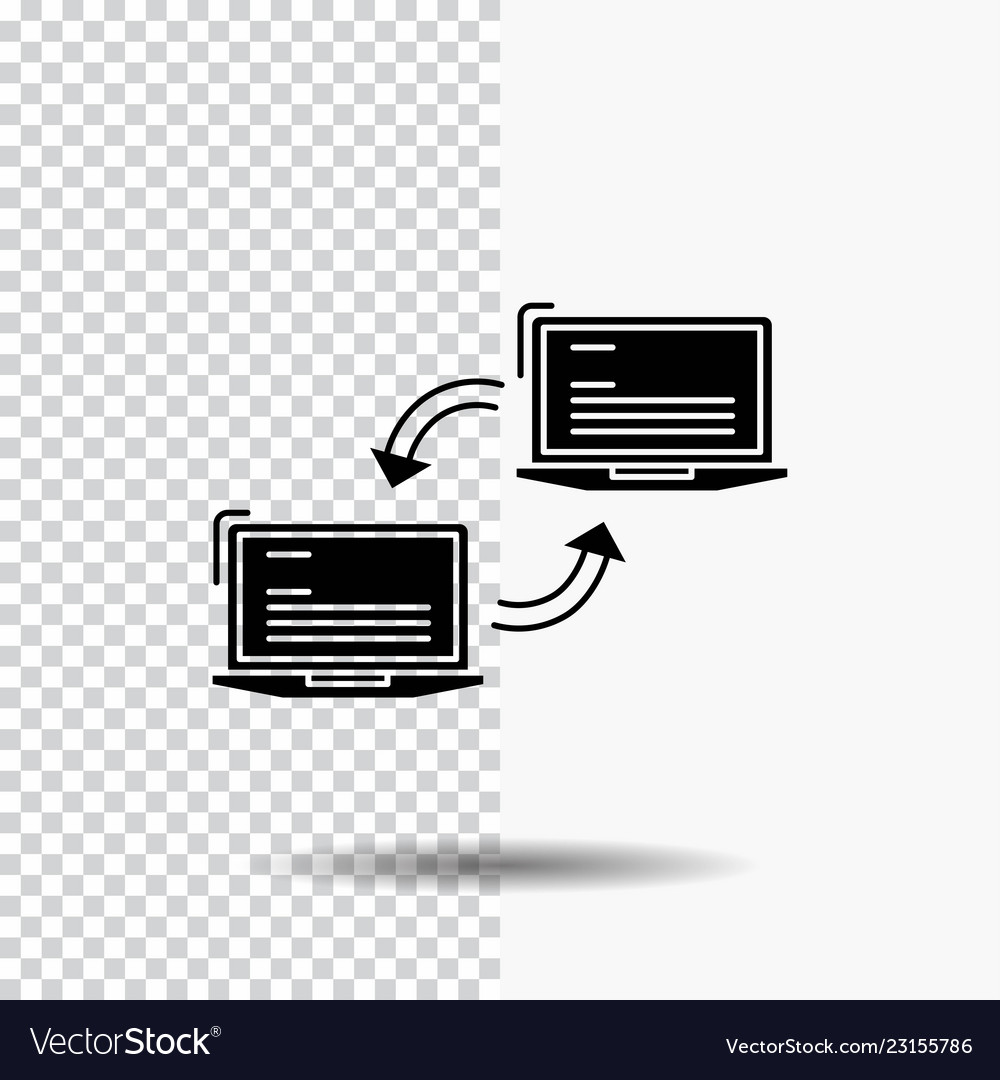 Computer connection link network sync glyph icon vector image Computer connection link network sync glyph icon