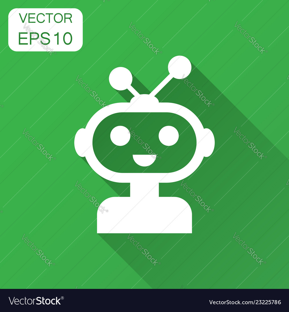 Cute robot chatbot icon in flat style bot vector image Cute robot chatbot icon in flat style bot