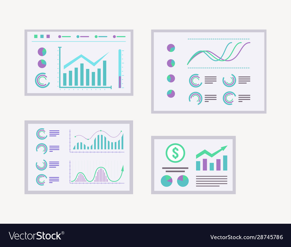 Data graph reports set business vector image Data graph reports set business