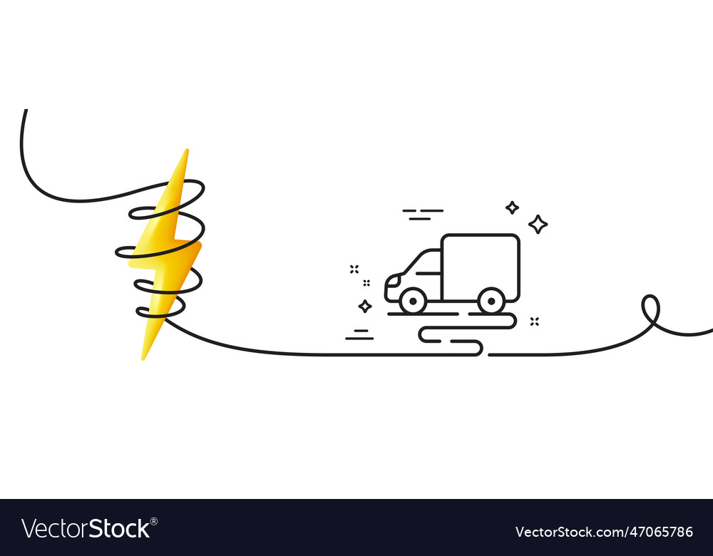 Delivery route line icon truck road path sign