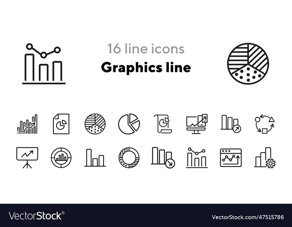 Graphics line icons vector image Graphics line icons