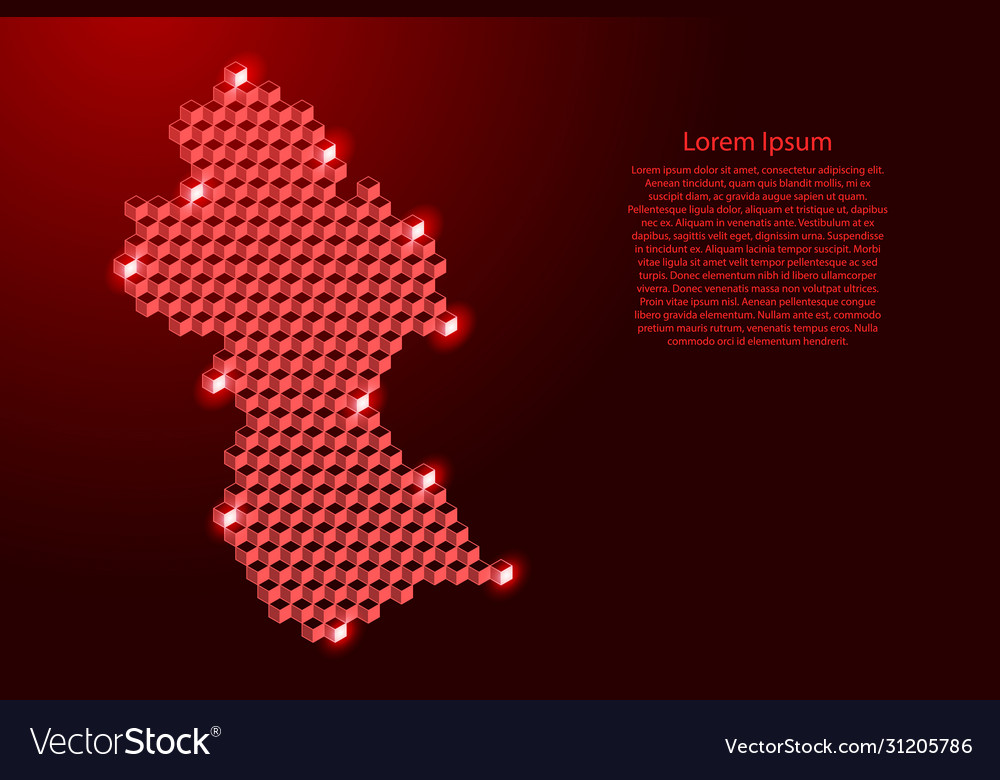 Guyana map from 3d red cubes isometric abstract
