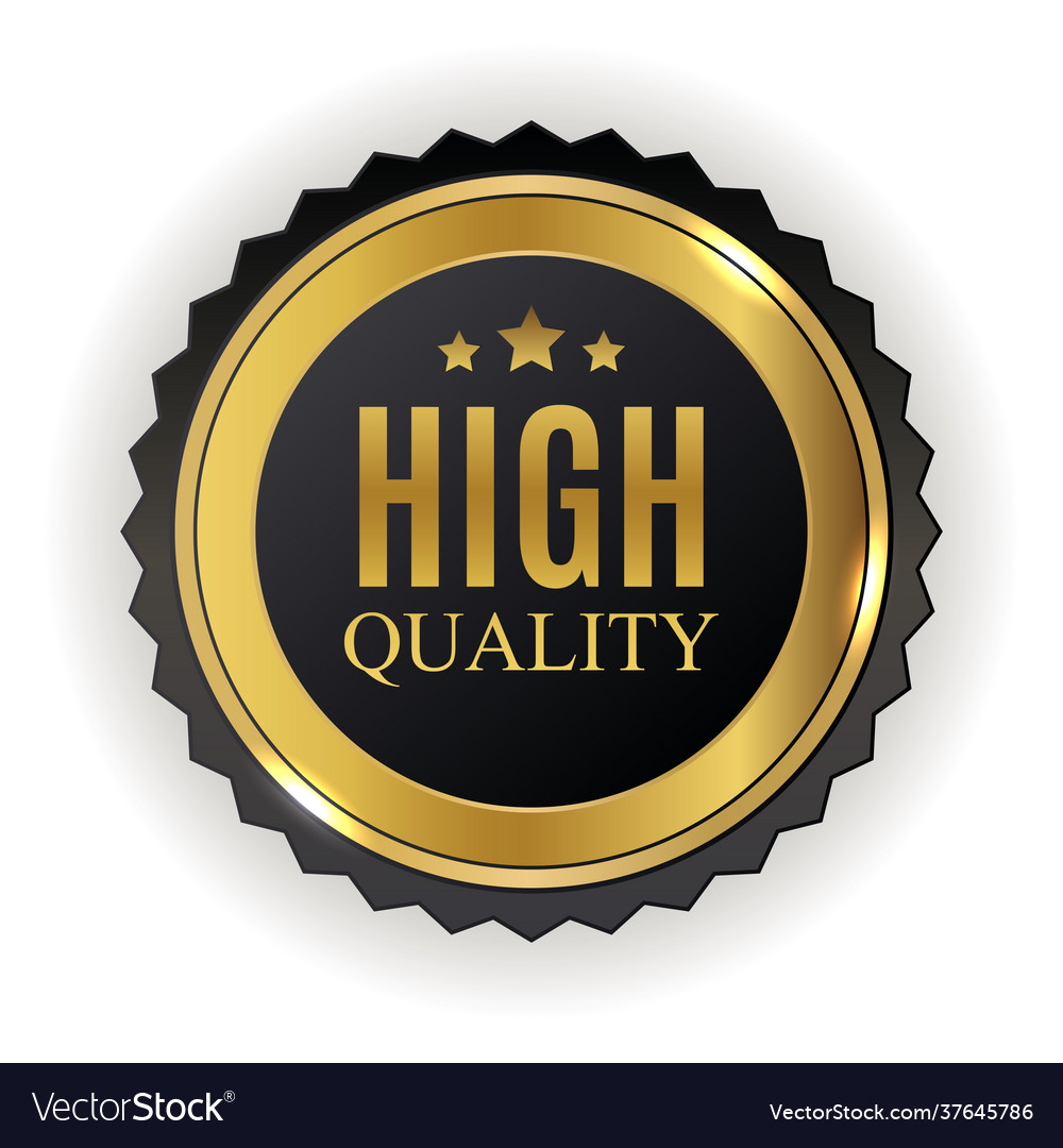 High quality golden label sign Royalty Free Vector Image