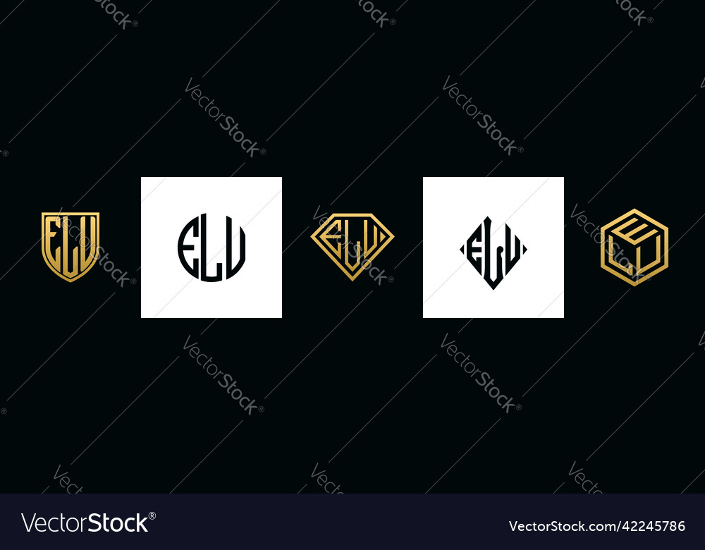 Initial letters elu logo designs bundle