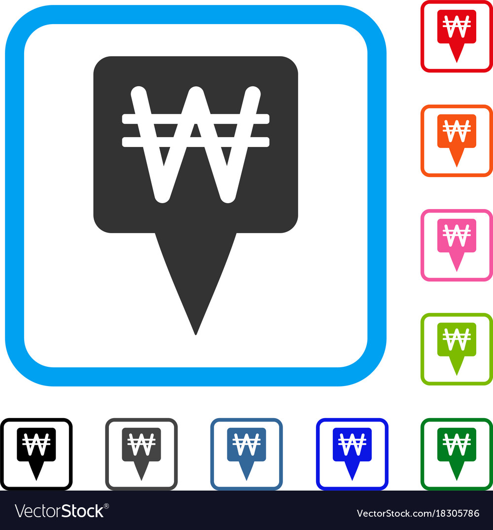 Korean won map pointer framed icon