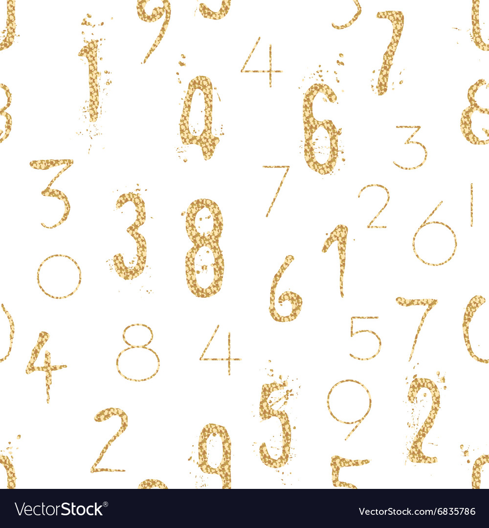 Numeral seamless pattern with glitter sparkle