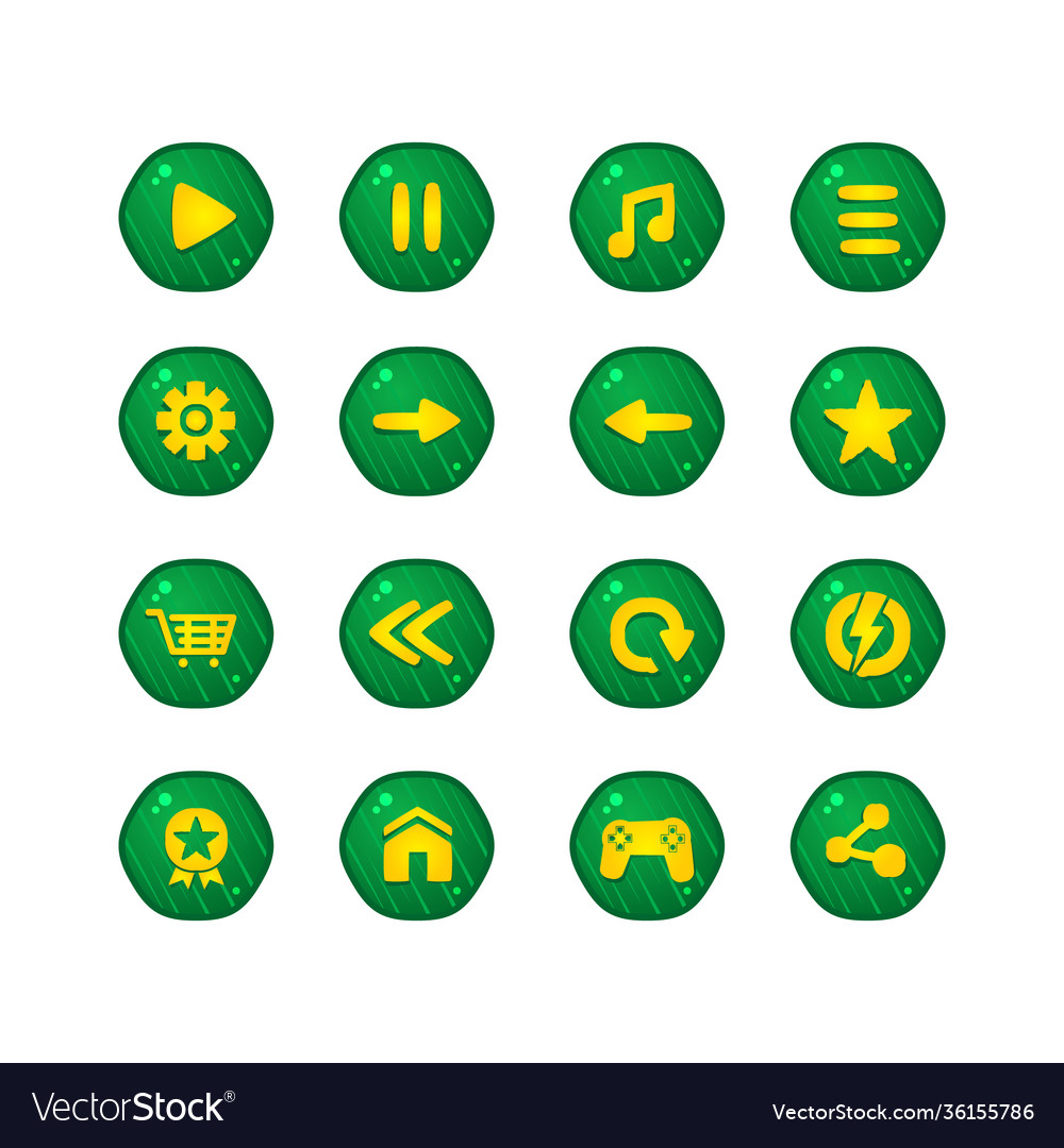Set green game button collection design