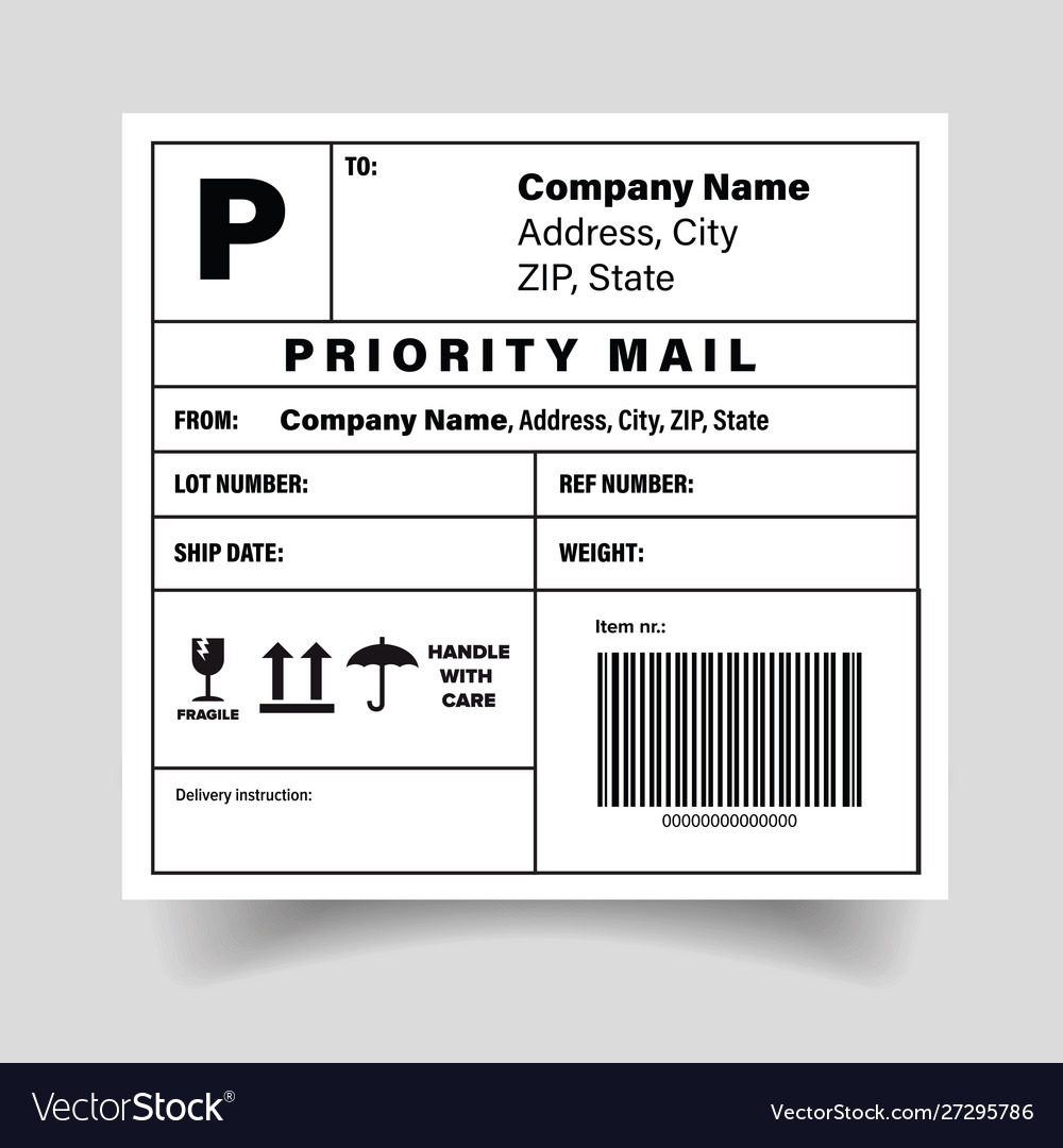 Shipping barcode label sticker template Royalty Free Vector In Mailing Label Template Free