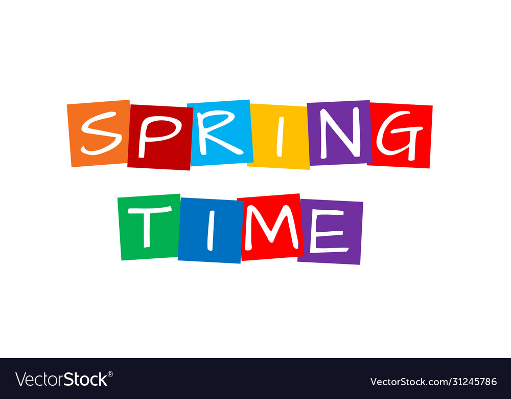 Spring time text in colorful rotated squares Vector Image Spring time text in colorful rotated squares