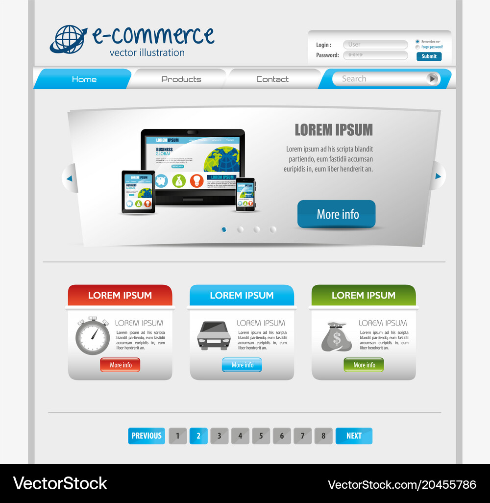 Website design template design Royalty Free Vector Image