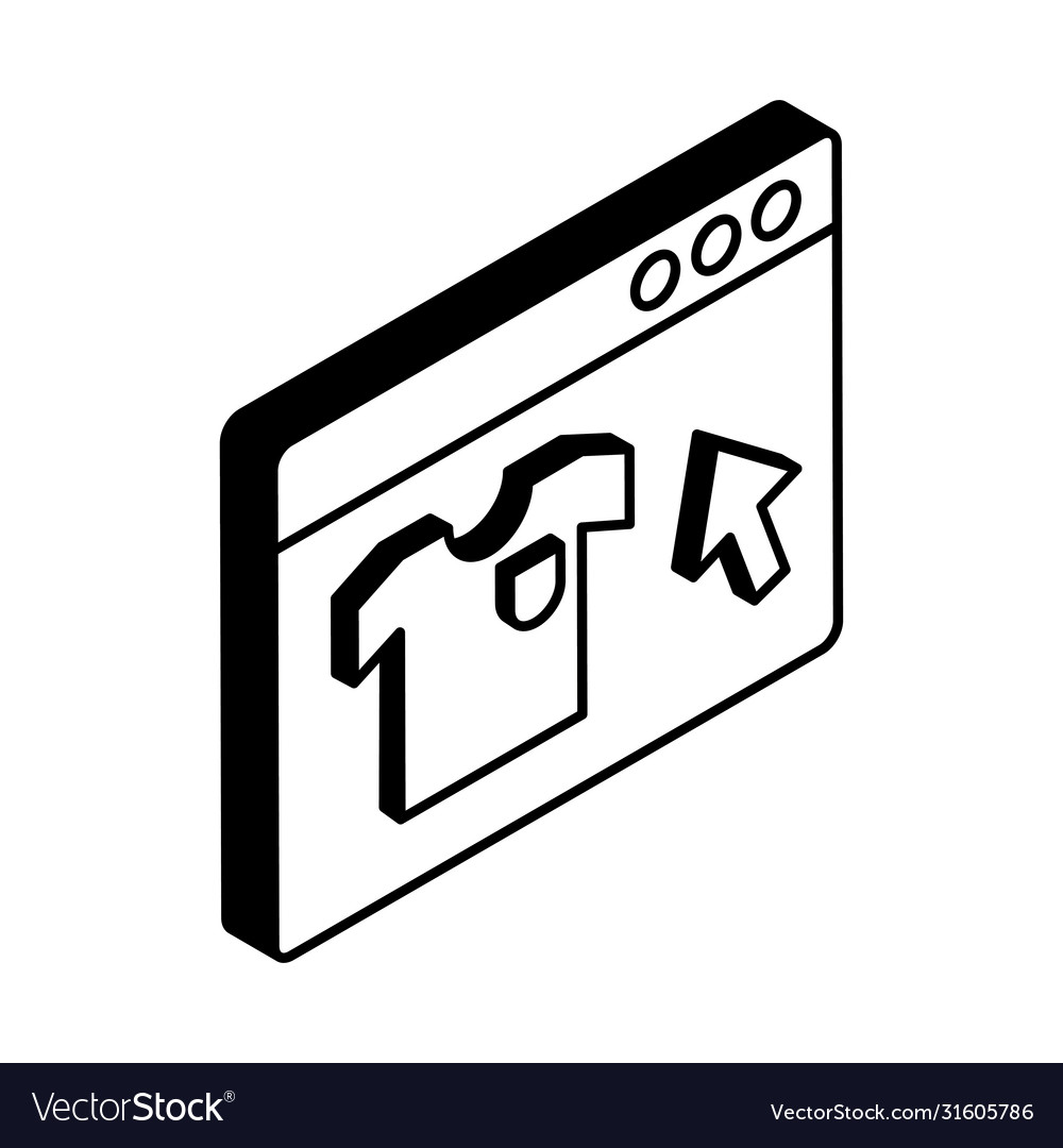 Website with tshirt and cursor arrow isometric