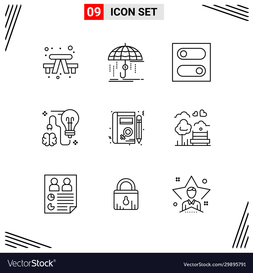9 icons line style grid based creative outline vector image 9 icons line style grid based creative outline