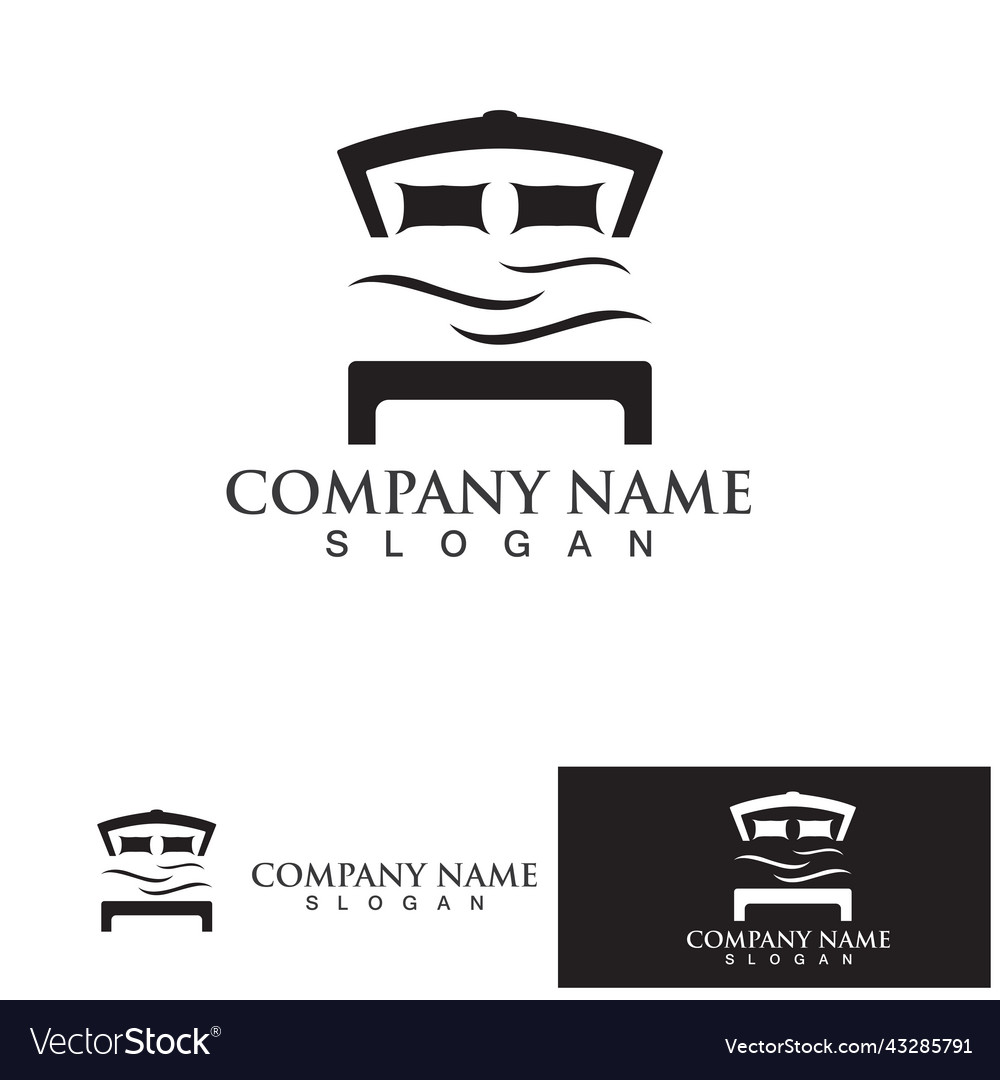 Bed logo and symbol hotel business logo Royalty Free Vector