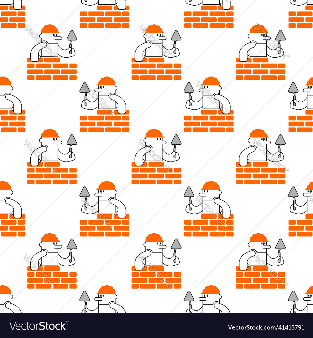 Builder and brick wall pattern seamless erector