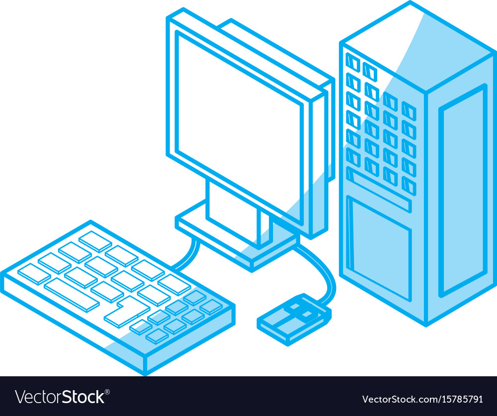 Desk computer 3d Royalty Free Vector Image - VectorStock