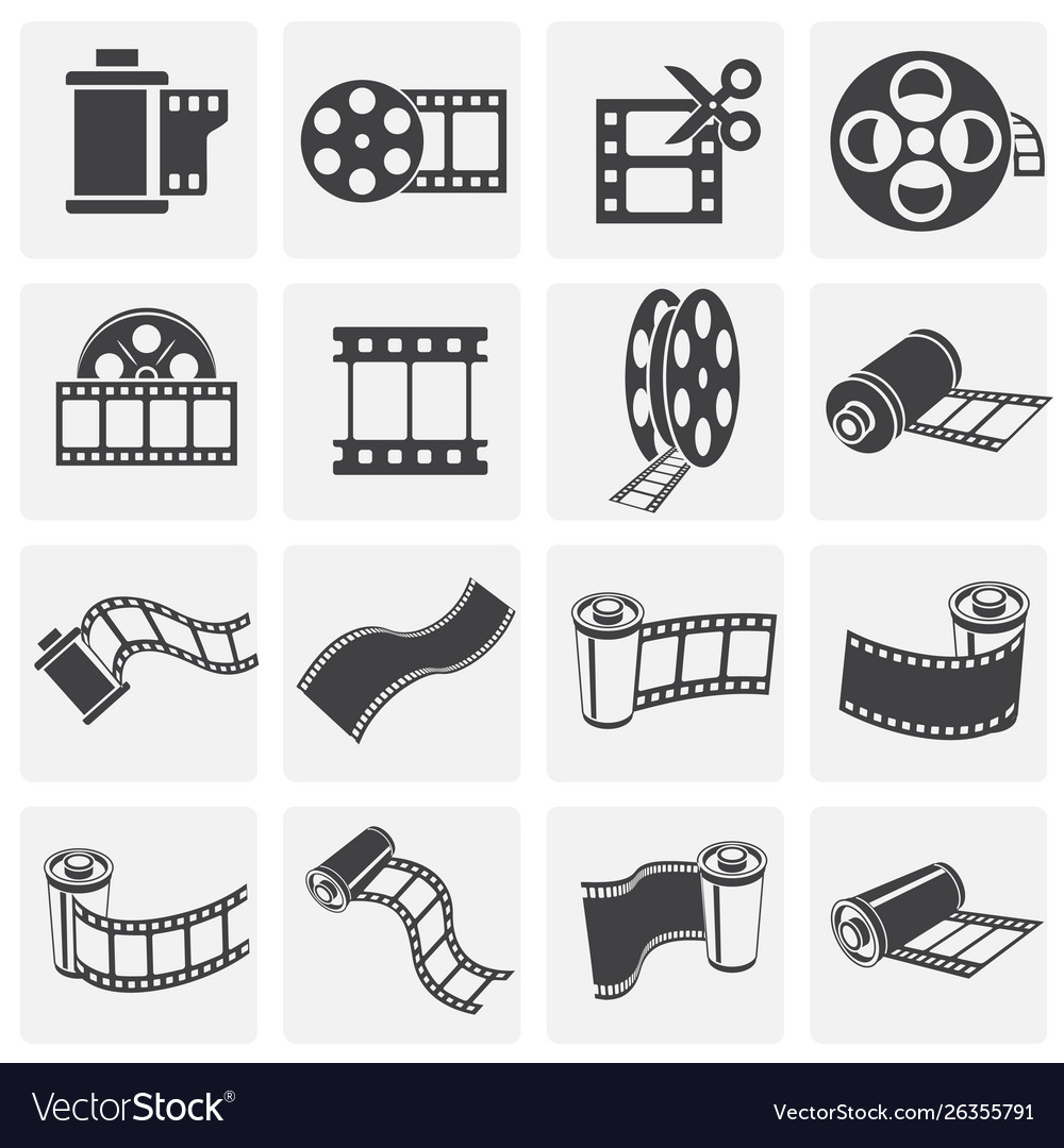 Filmstreifen verwandte Icons auf Hintergrund gesetzt