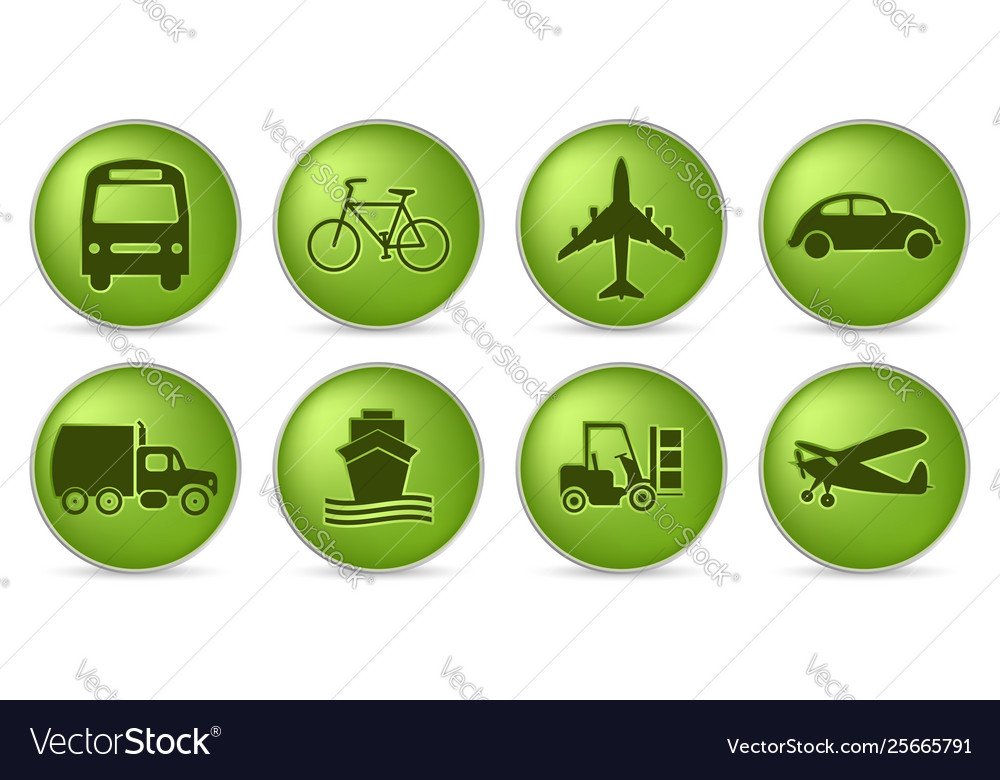 Green transport icons Royalty Free Vector Image