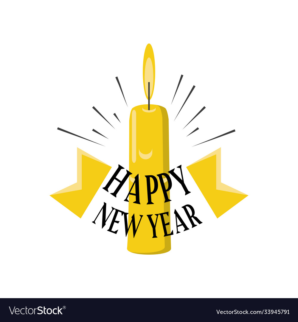Happy new year with candle detailed style icon Vector Image