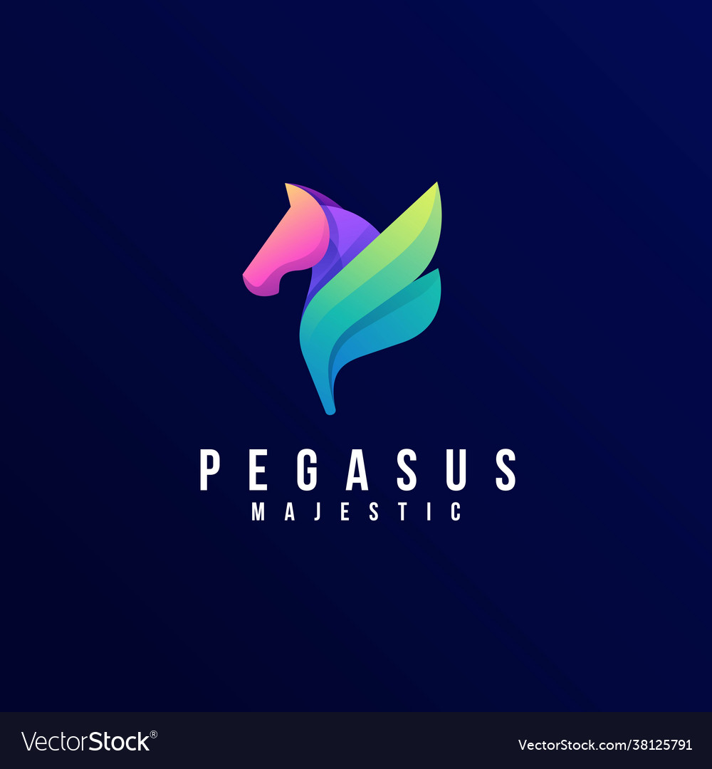 Logo pegasus gradient colorful style Royalty Free Vector