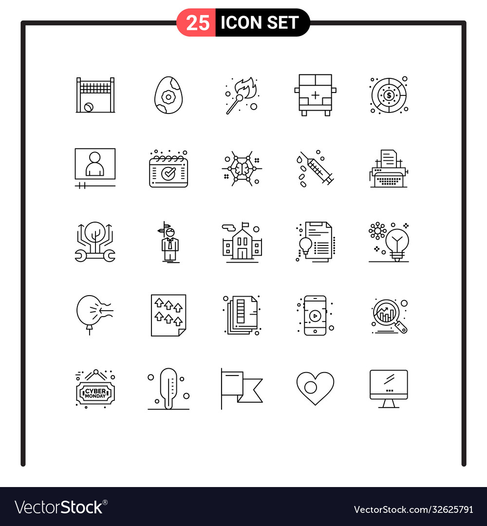 Modern set 25 lines and symbols such as graph
