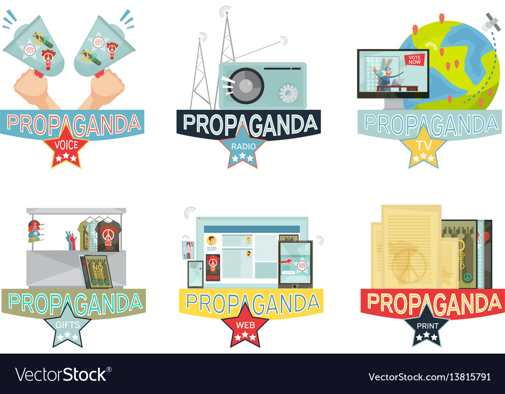 Propaganda icons set Royalty Free Vector Image