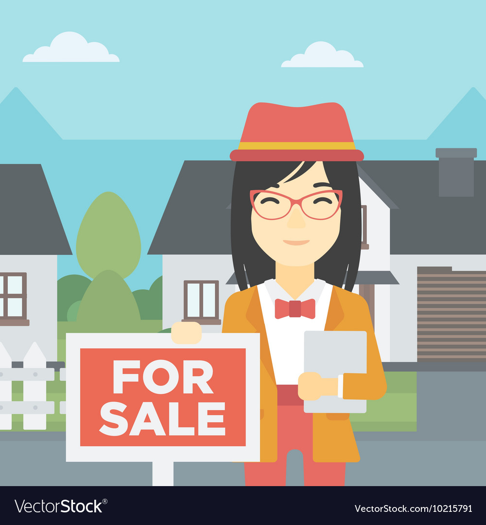 Real estate agent offering house Royalty Free Vector Image