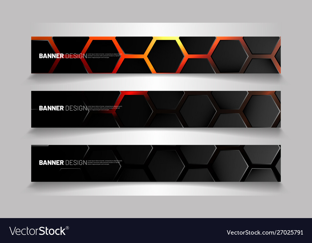 Set background hexagon banner gradient vector image Set background hexagon banner gradient