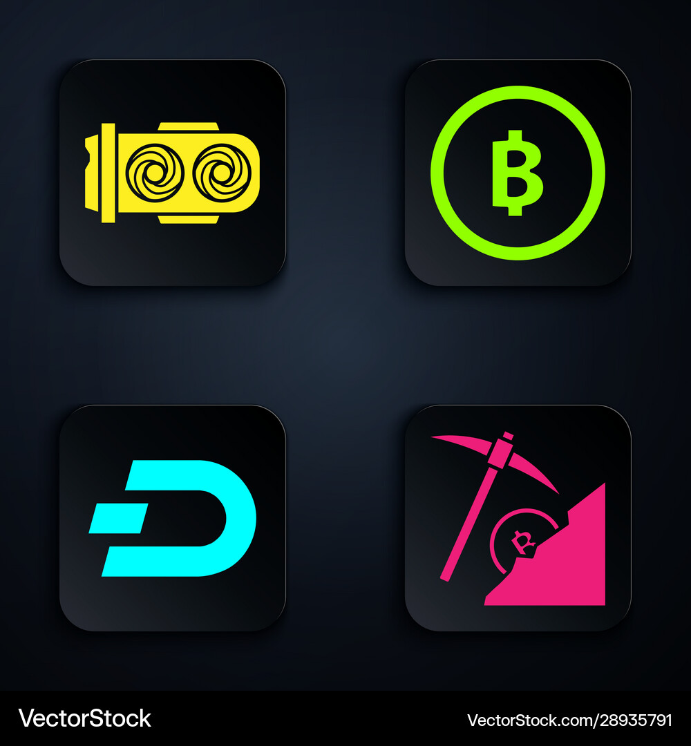 Set cryptocurrency cloud mining mining farm Vector Image