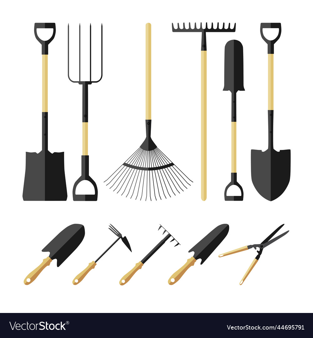 Set garden tools colored icons