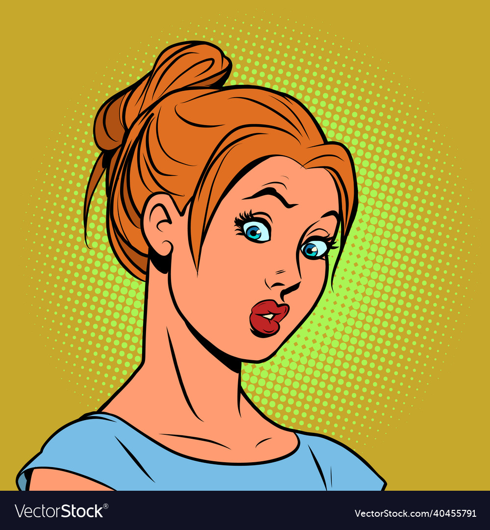 Surprised red haired young woman human emotions Vector Image