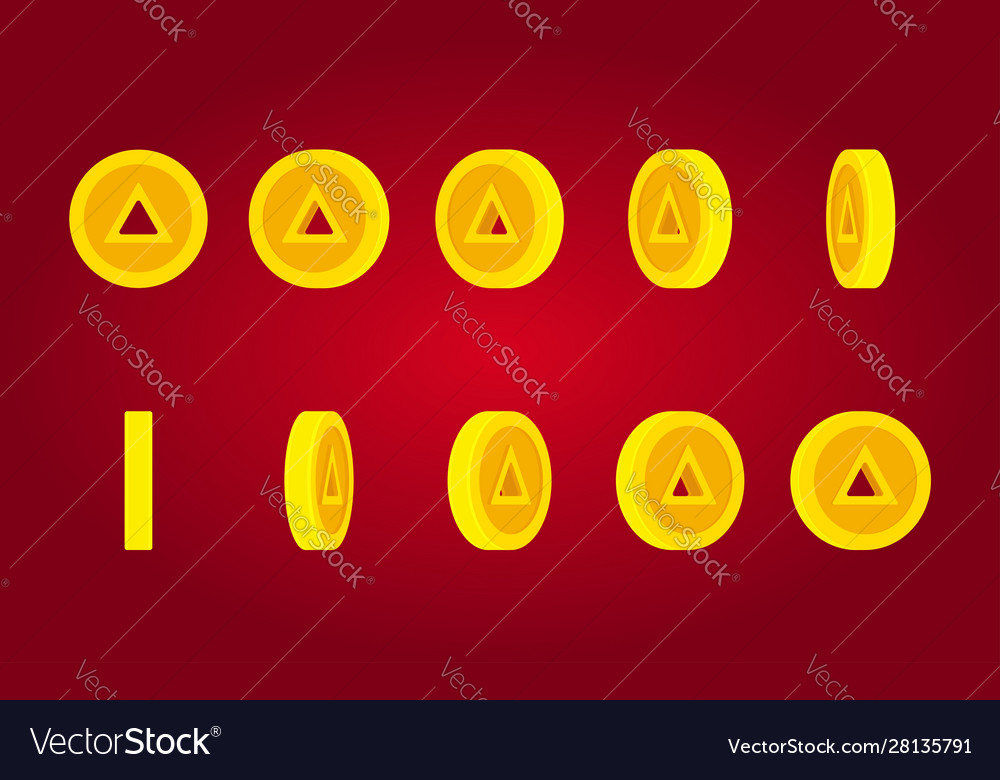 Triangular hole coin rotating animation sprite sh vector image Triangular hole coin rotating animation sprite sh