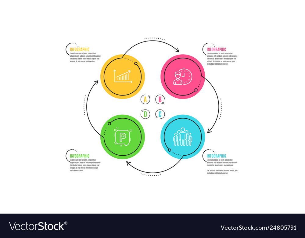 Working hours chart and parking icons set group vector image Working hours chart and parking icons set group