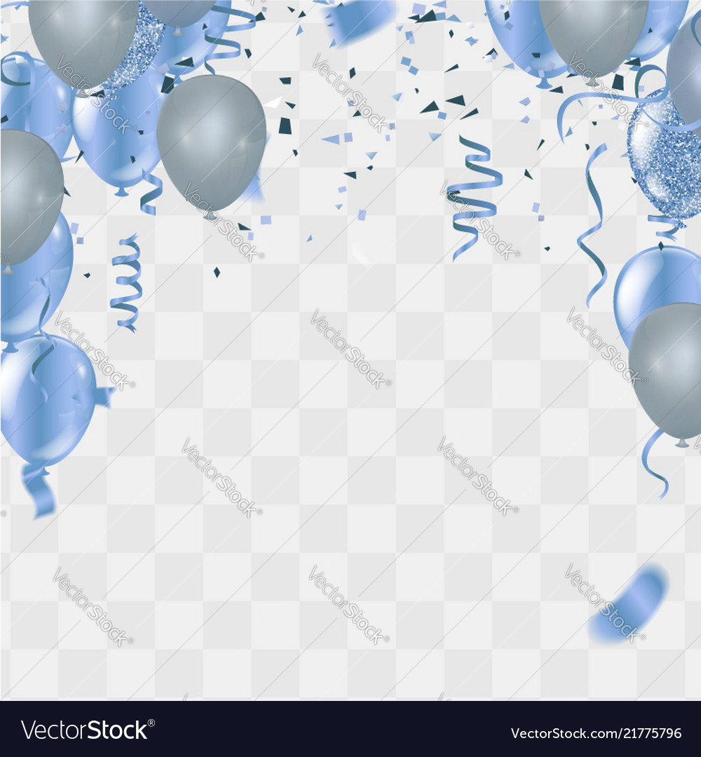 Blue balloons confetti concept design