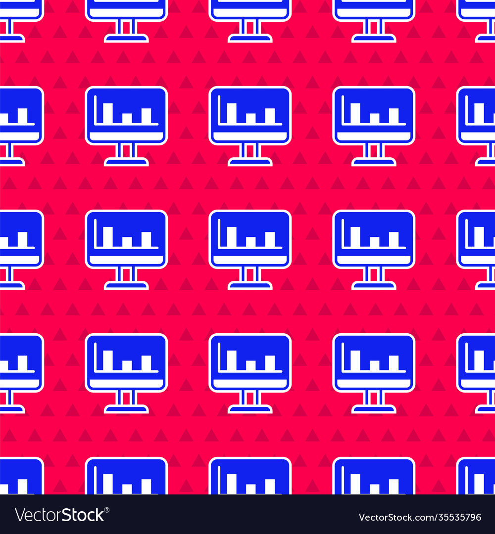 Blue computer monitor with graph chart icon vector image Blue computer monitor with graph chart icon