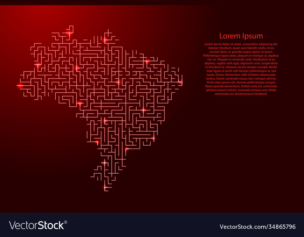 Brazil map from red pattern maze grid Vector Image Brazil map from red pattern maze grid