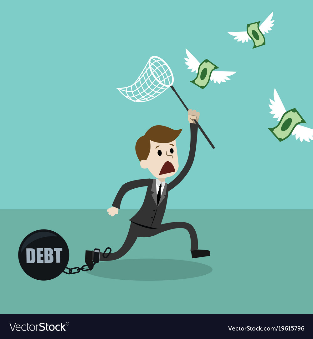 Businessman with a butterfly net trying to catch